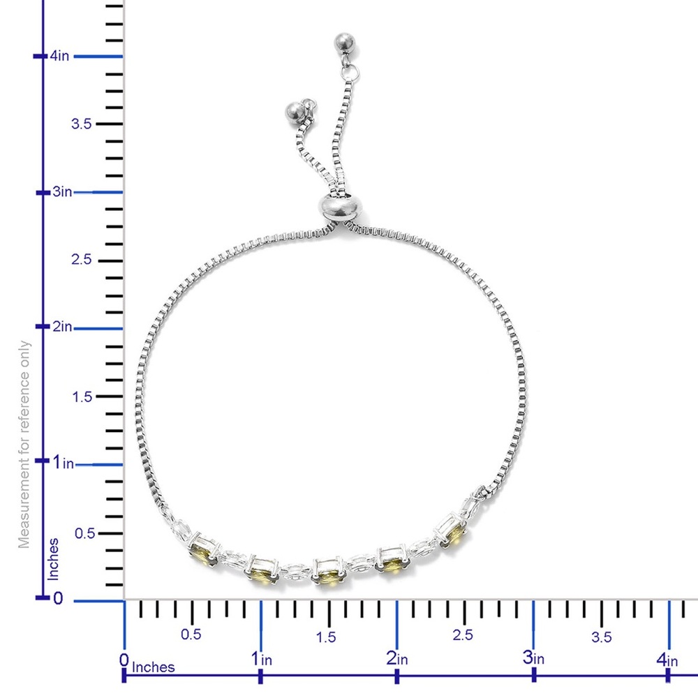 PERIDOT CZ BRACELET 925 STERLING & STAINLESS BOLO - Picture 4 of 7